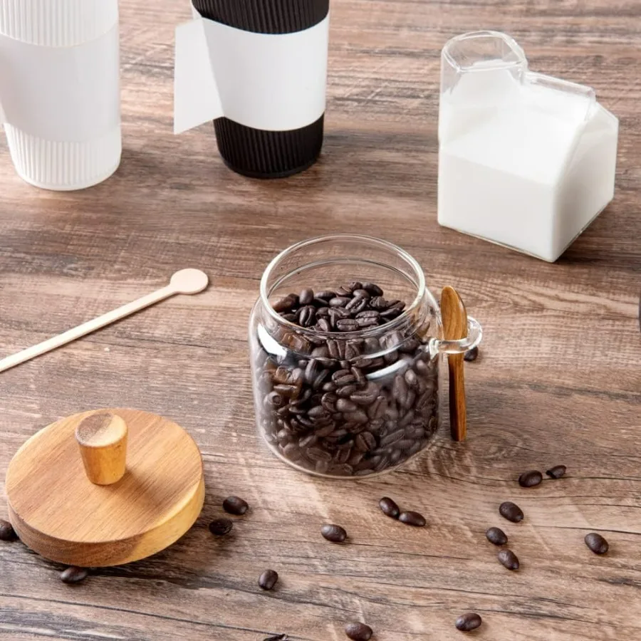 أدوات المطاعم، جرة تخزين زجاجية 16.9 أونصة، 1 جرة كوكي زجاجية قابلة للغسل في الأطباق، ختم محكم، حلوى شفافة صديقة للبرودة