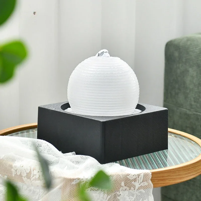 Indoor Tabletop Ball Fountain with LED Light Desktop Water Feature for Home Office Decor Relaxation And Meditation