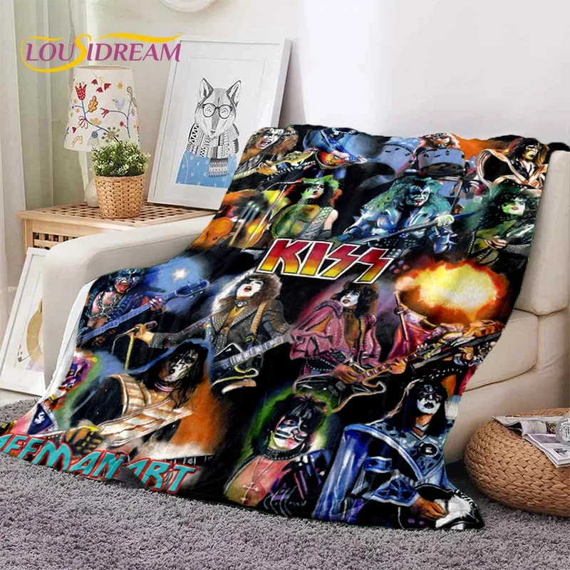 Kiss Rock Heavy Metal Band Gene Paul Soft Flannel Blanket for Bed Bedroom Sofa Picnic,Throw Blanket for Outdoor Leisure Nap Gift