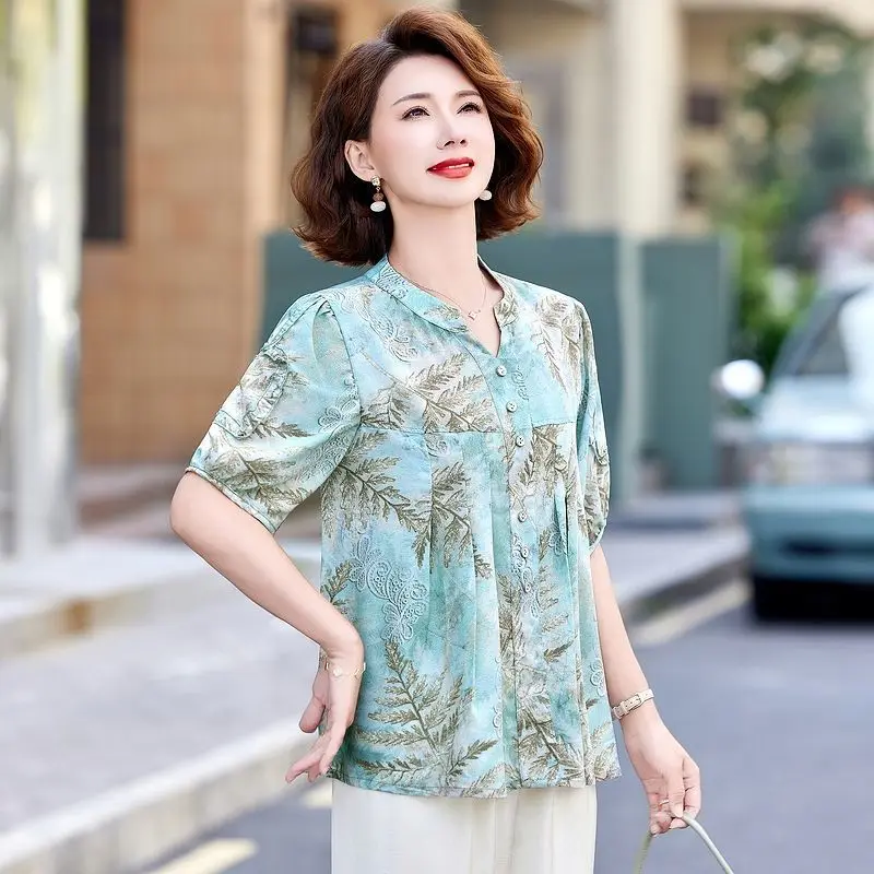 

Loose Fit Middle Age New Fashion Senior Women's Fashion Cute Blouses Best Selling Tops T-shirts