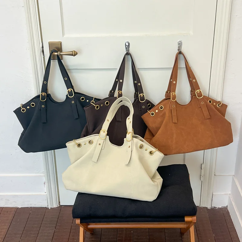 Bolso de hombro de gran capacidad para mujer, de alta calidad, de piel de ante, estilo retro, tipo tote, sac a main.