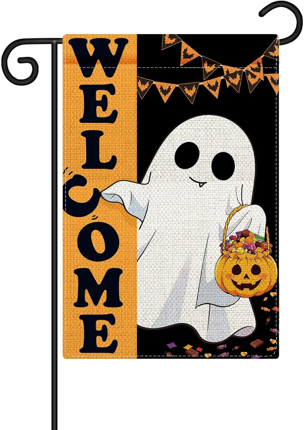 Ronglry Happy Halloween Garden Flags for Outside Seasonal Pumpkin Ghost Halloween Garden Flags 12x18 Double Sided Fall Garde yyi