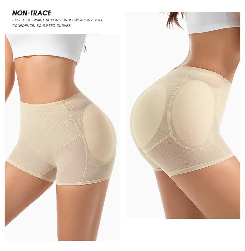 Damen 4-Pad Po-Lifter-Höschen mit hoher Taille, Bauchkontrolle, Shapewear, Hüftverstärker, Netz-Slips, Bauchstraffende Body-Shaper-Shorts – Detail 18