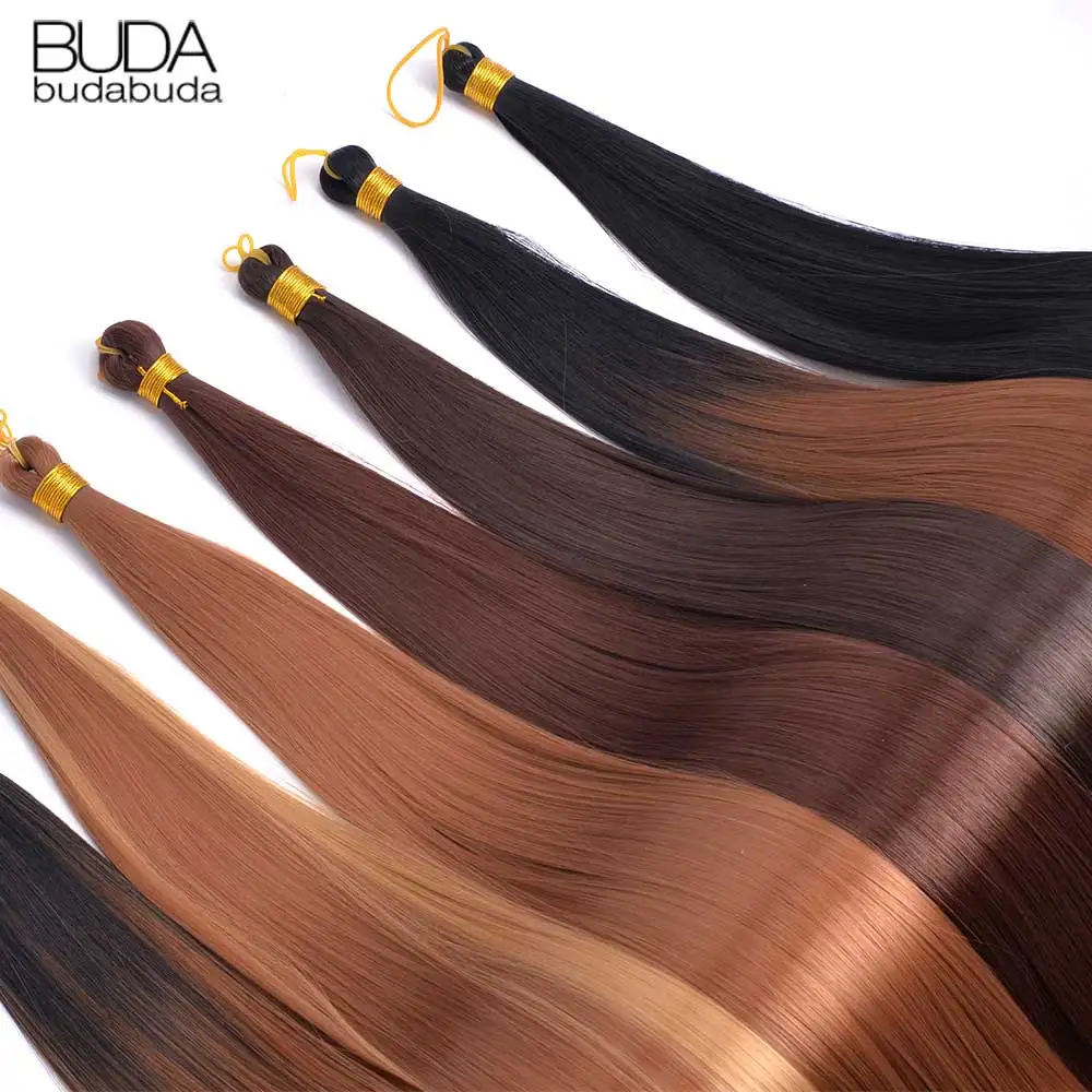 Super Long Osso Straight Hair Bundles Extensões, Ombre Hair Weaving, Sintético Straight Hair Bundles, Crochet Tranças, 26 em