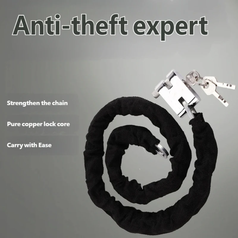 Universal Motorcycle Bicycles Anti Theft Chain Lock with Reinforced Iron Chain and Protective Sheath for Parking Safety