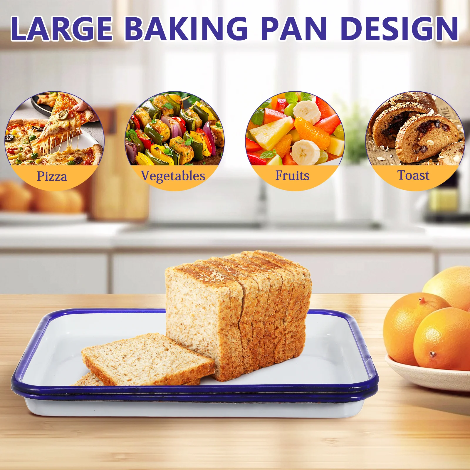 Teglia smaltata da 2 pezzi, lucida, antiaderente, resistente all'usura, design professionale per la cucina domestica, pizzas, crepes, padella smaltata