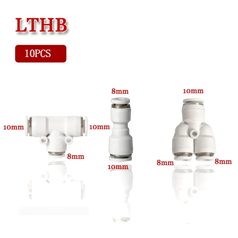 Pneumatic Fittings Reducing Connector 6 8 10 12mm White Premium Push In Hose Quick Relase Coupling Connectors Pneumatic Parts