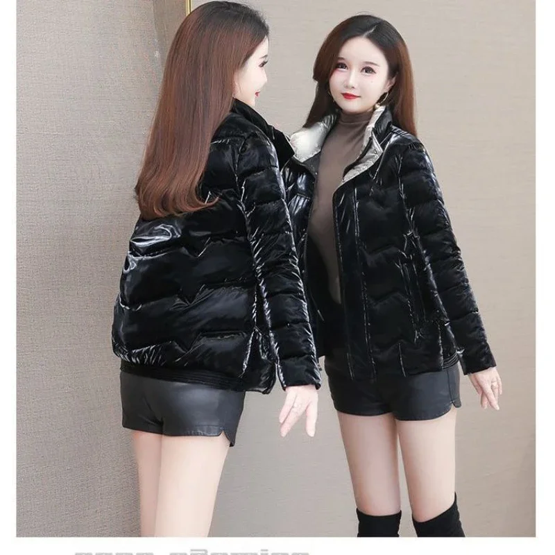 Women's Winter Jacket Cotton Padded Short Coat Ladies Students Long Sleeved Hooded Warm Outwear