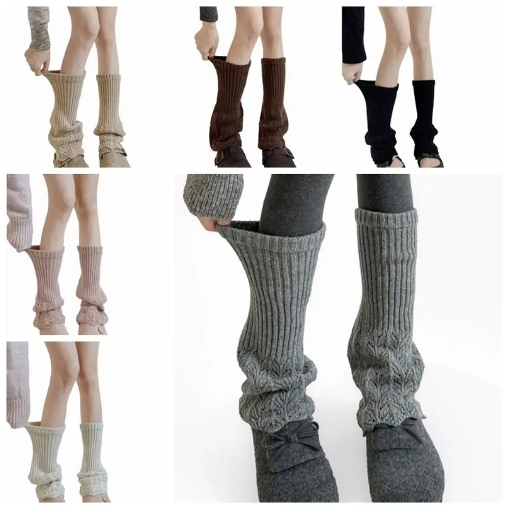 

Solid Color Women Knitted Leg Warmers Retro Soft Women's Foot Cover Breathable Thickened Long Calf Socks Ankle Warmer