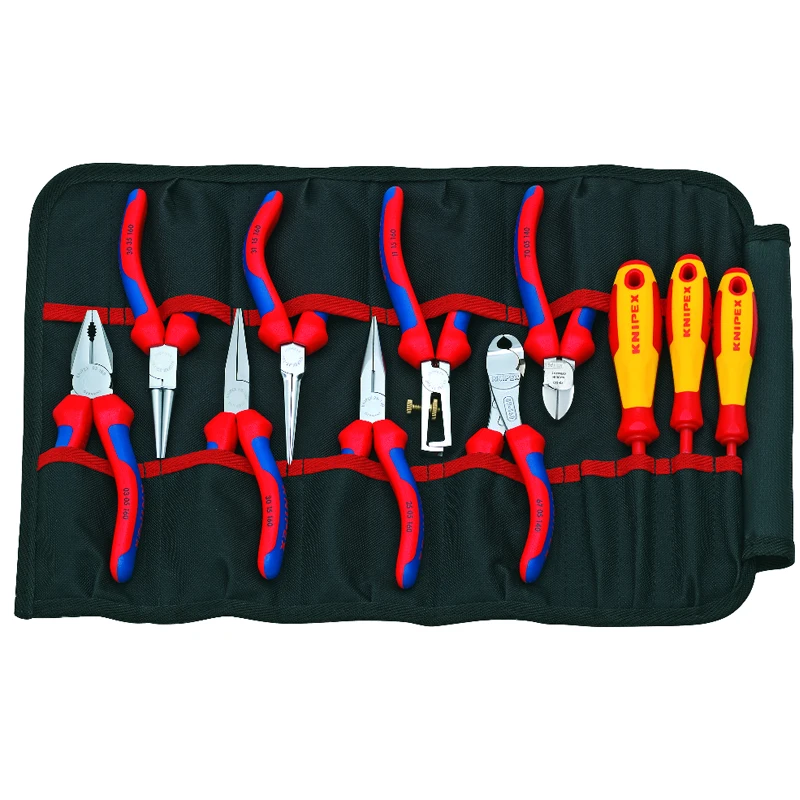 KNIPEX 00 19 41 Roll Insulation Tool Kit Pliers With Chrome Plated Head And Dual Color Dual Component Handle