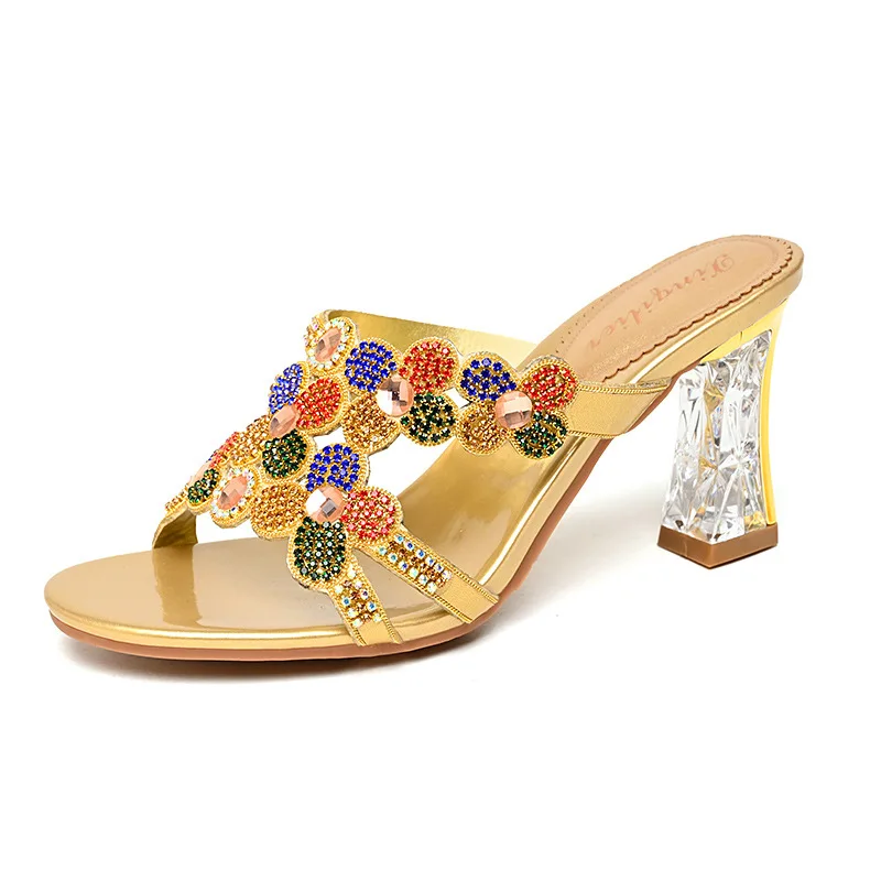 

Новые женские летние туфли на квадратном каблуке 7,5 см с стразами, модные туфли на тонком каблуке с бриллиантами, ажурные туфли