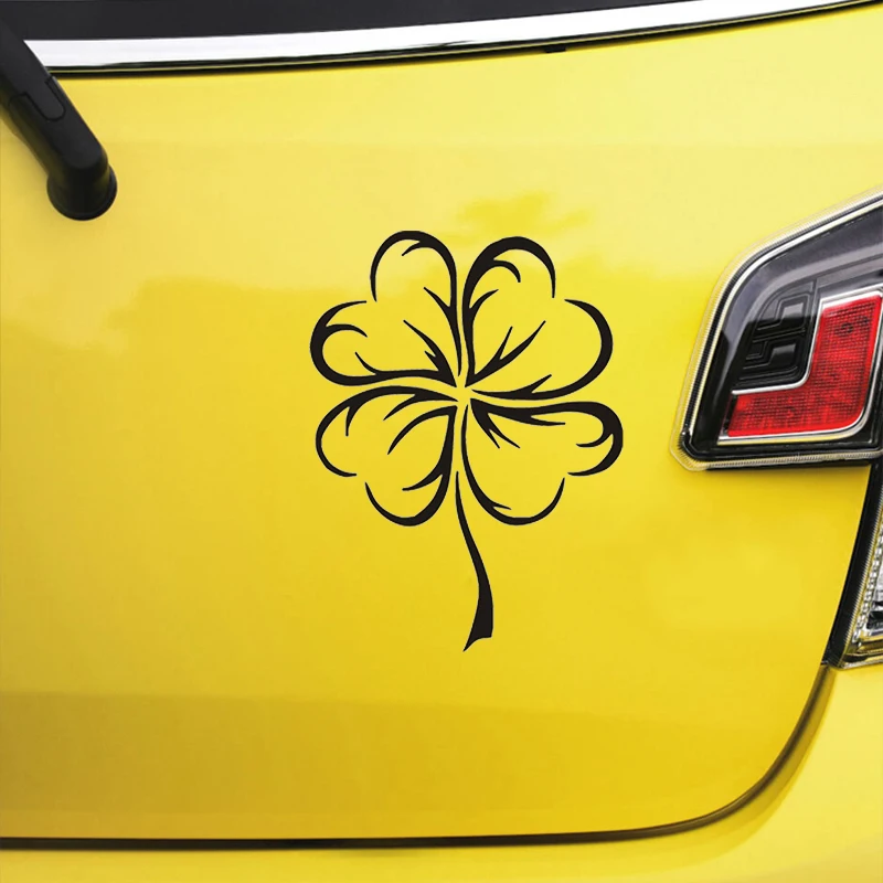 15x20cm Flower 4 leaf Clover Lucky Car Sticker Vinyl Decal Waterproof on Truck Bumper Rear Window Without Background