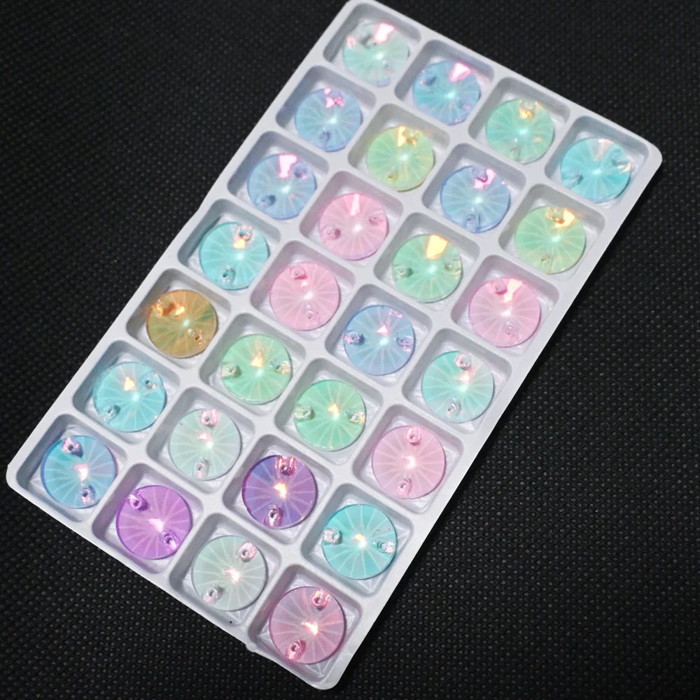 

Mocha Opal Round Sew On Rhinestones Shiny Glass Flatback Sewing Crystal with 2 Holes Cтразы для рукоделия