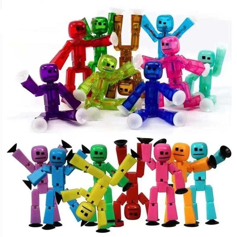 1-10pcs Suction Cup Stickbot Toys DIY Sticky Robot Anima Screen Animation Studio Action Figure Toys Children Toys Ornaments
