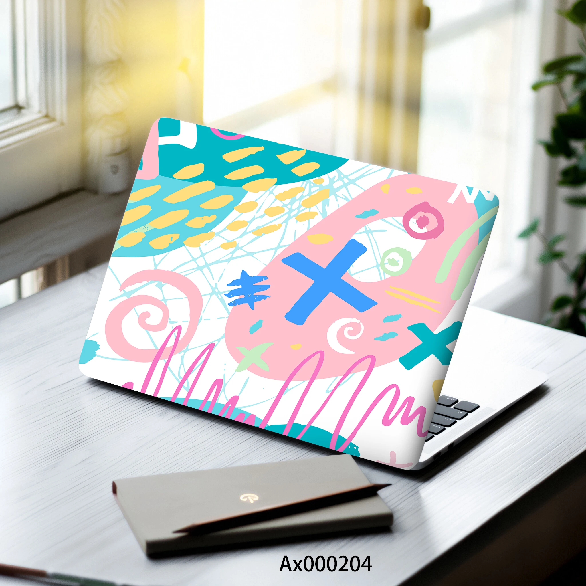 2 قطعة 15.07*10.82 بوصة الملونة الكتابة على الجدران ملصقات الكمبيوتر المحمول مجردة هندسية ذاتية اللصق المضادة للخدش لوازم ديكور الكمبيوتر المحمول #3