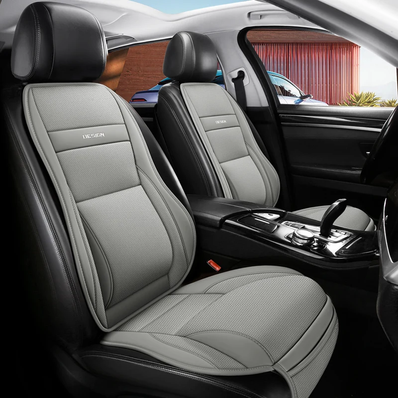 

Breathable PU Leather Car Seat Cushion with Lumbar Support Extendable Thigh Rest Storage Pocket for Most Cars Easy Installation
