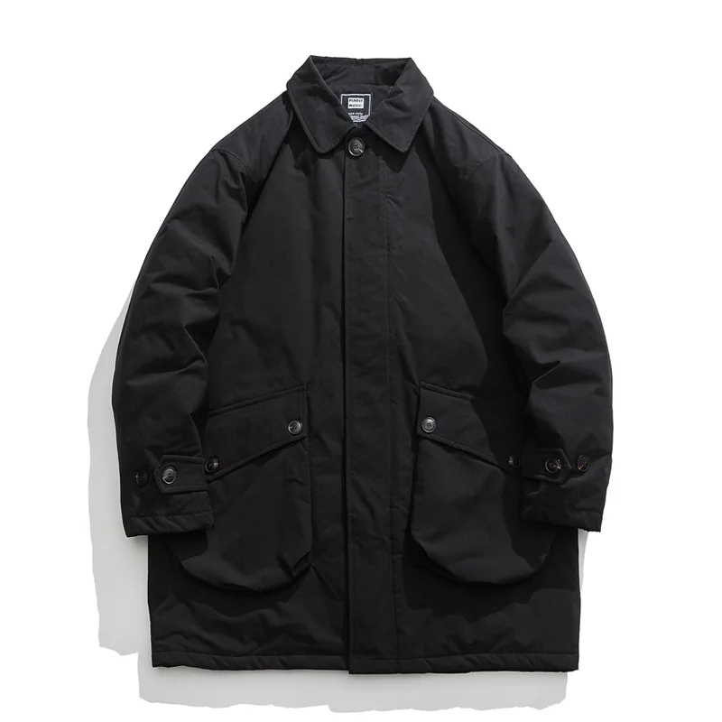 Японское ретро винтажное длинное рабочее пальто с карманами для мужчин и женщин, свободная толстая куртка в стиле милитари