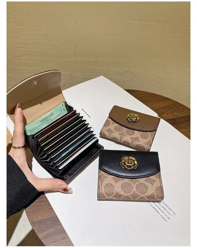 High End Camellia Organ Card Bag Exquisite Zero Wallet Multi Slot Light Luxury Retro Fashion Multi Functional Storage Wallet
