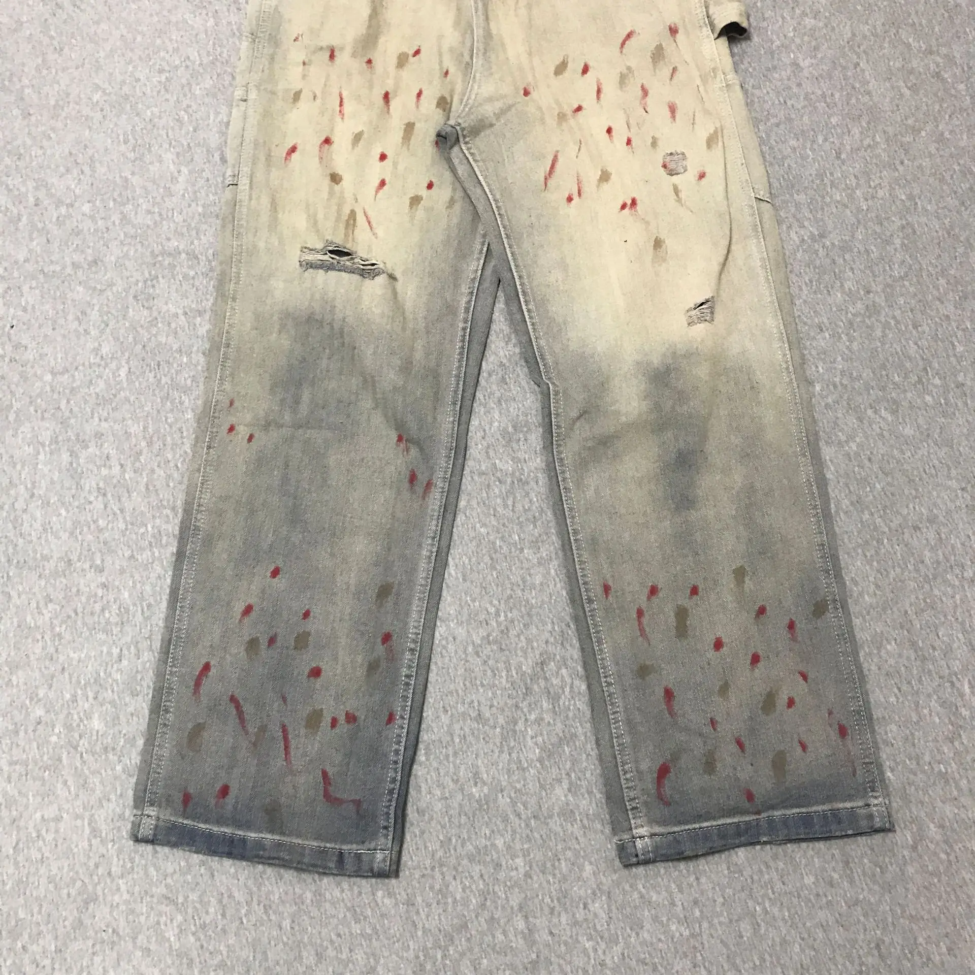 2024 New  Old Washed Blood Tag Denim Zipper Slim Fit Straight PANT Jeans Cotton Denim Pants Casual Jeans Size S M L XL #N239