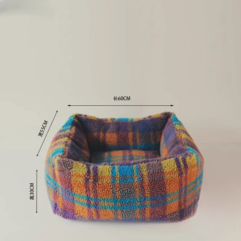 New Color Lambswool Plaid Cat Nest Removable and Washable All-season Cat Bed Pet Mat Autumn and Winter Warm Household Products