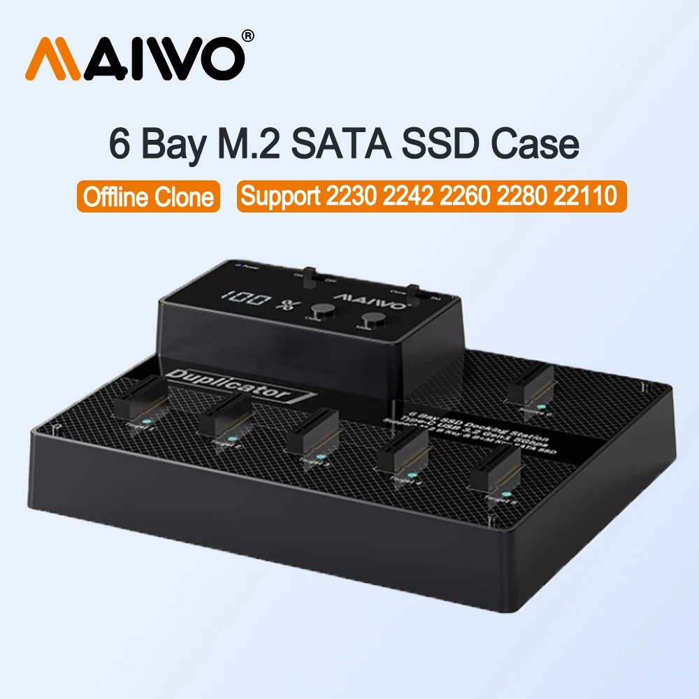 

MAIWO 6-прочный корпус M.2 SATA SSD Док-станция M.2 NGFF sata SSD с автономным клоном для твердотельного накопителя 2230/2242/2260/2280/22110 см SATA SSD