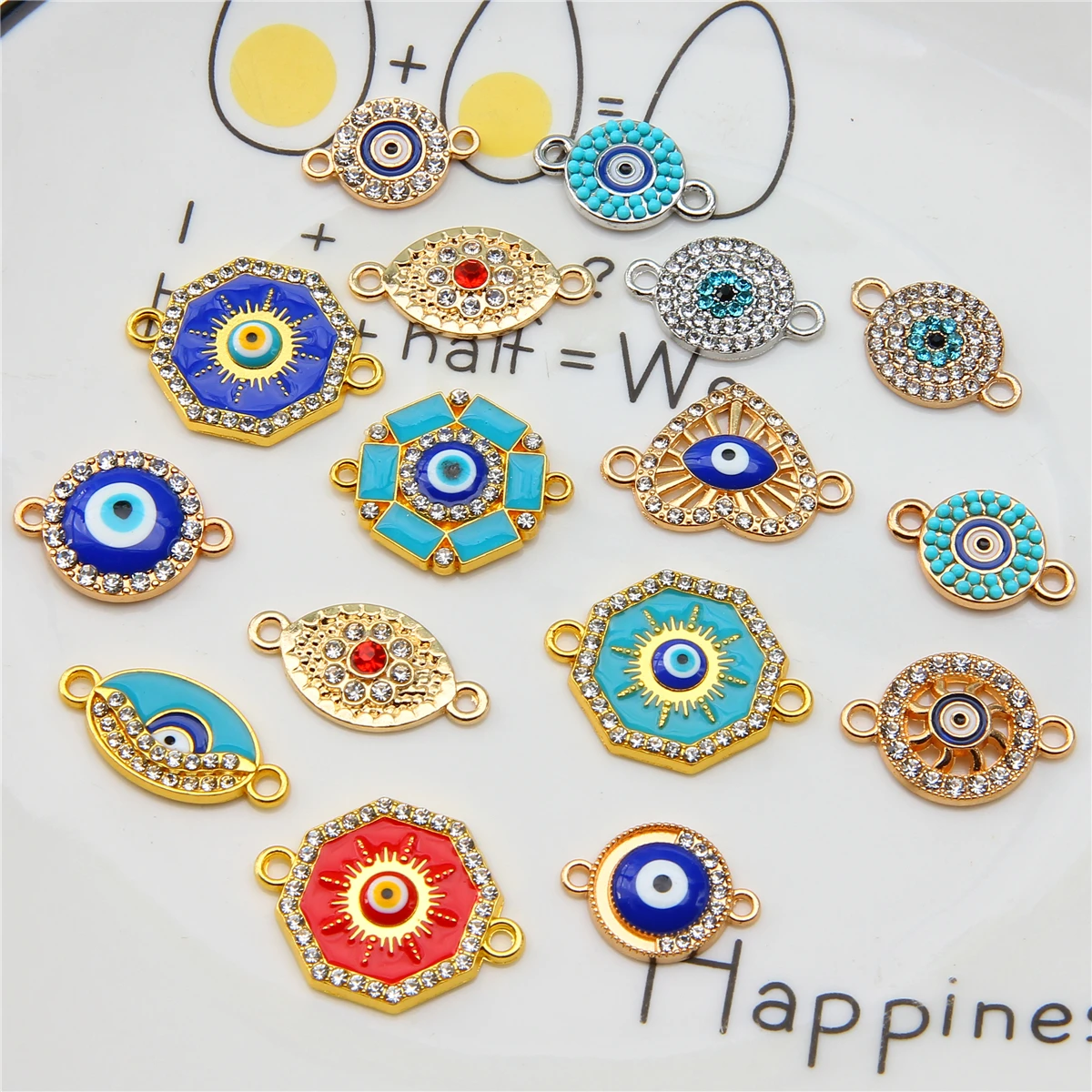 10pcs Demon's Eye Point Drill Double Hole Connecting Jewelry Accessories DIY Jewelry Necklace Bracelet Pendant Small Pendant