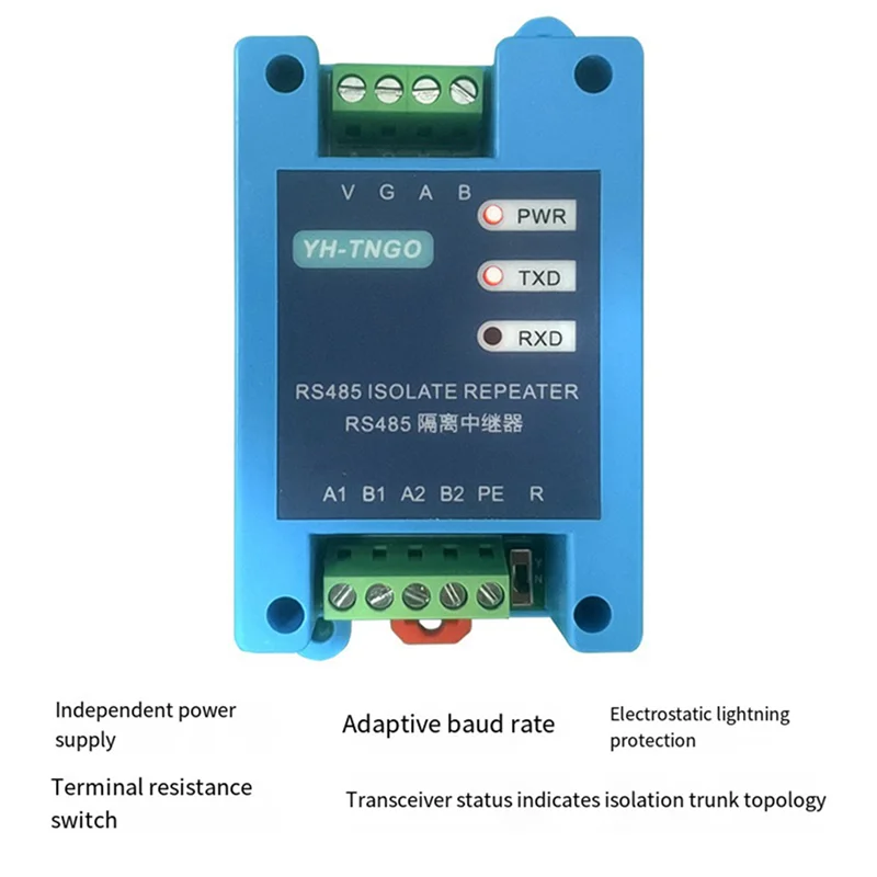 WORTHOWN-2X YH-TNGO 485 مكرر Hub 2-Port Rs485 وحدة عزل الاتصالات مكبر صوت أحادي