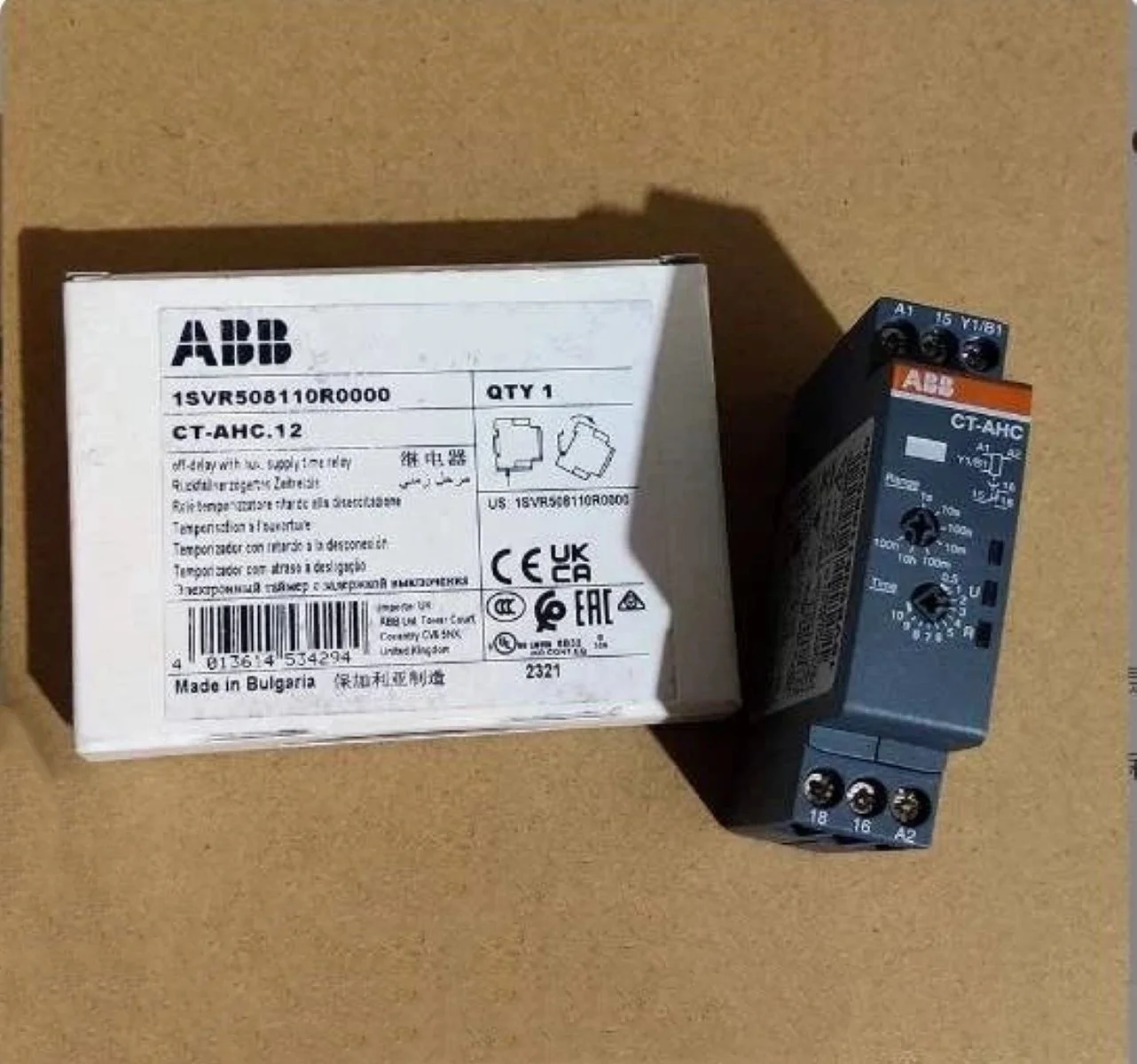 

10230083 CT-AHC.12 1SVR508110R0000 Time relay, OFF-delay 1c/o, 24-48VDC/24-240VAC