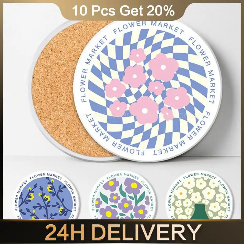 Ceramic Insulated Coaster Cute Non-slip Ceramic Insulated Coaster Anti-scalding Colorful Drinkware Decoration Accessories Heat