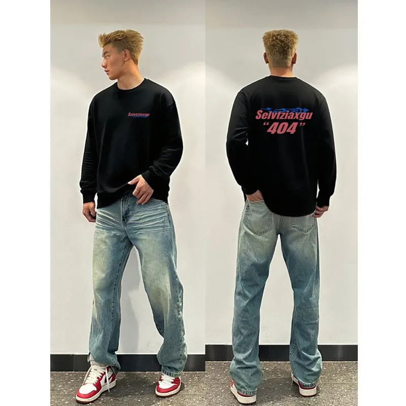 100% Cotton White O-Neck Long sleeves T-shirt Men Autumn 2025 New Street Sports Gym Letter Print T-shirt Y2k Top Man clothing - Image 5