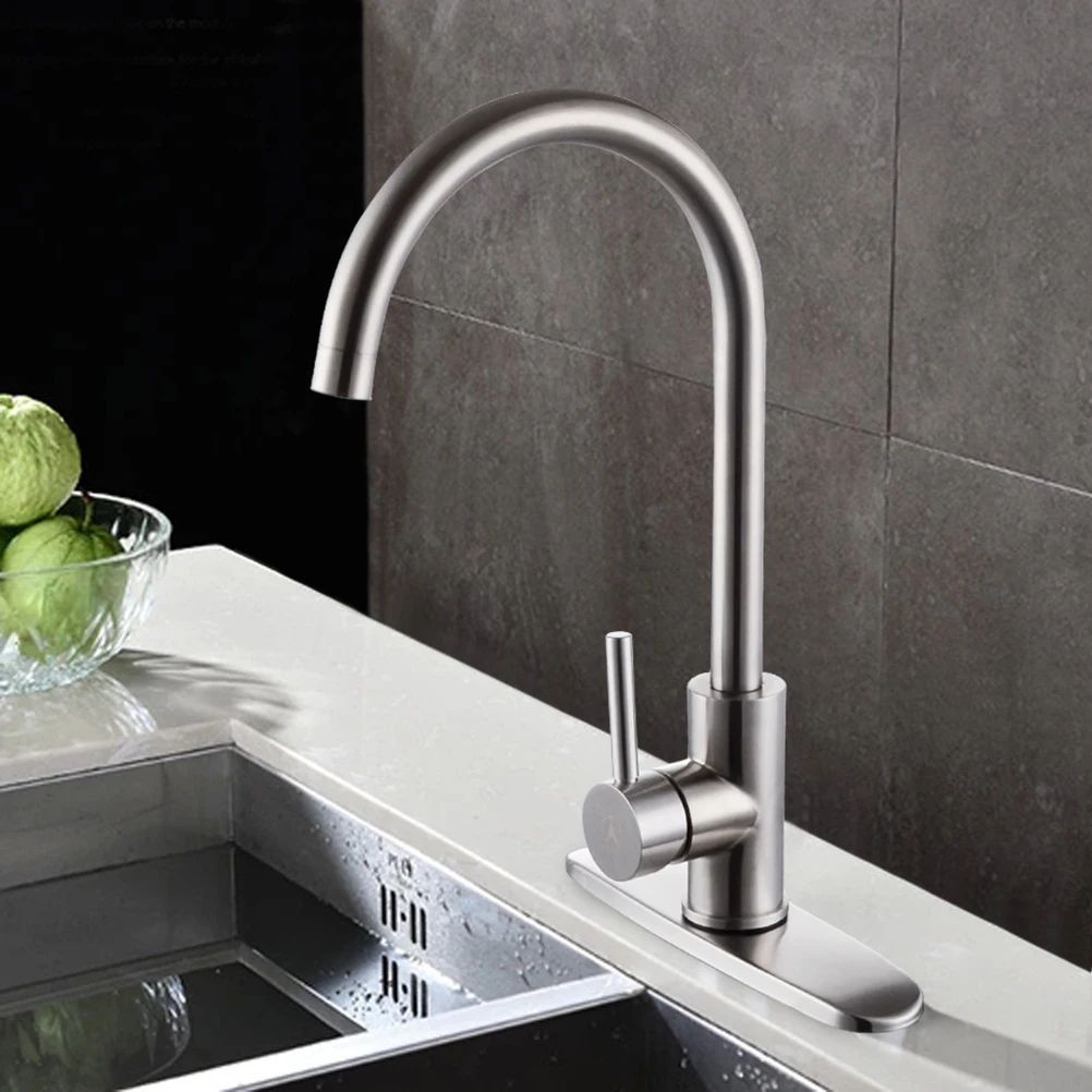 

Stainless Steel Kitchen Sink Faucet Hole Cover Durable Tap Escutcheon Waterproof No Leak Easy Installation Silver Panel For Home