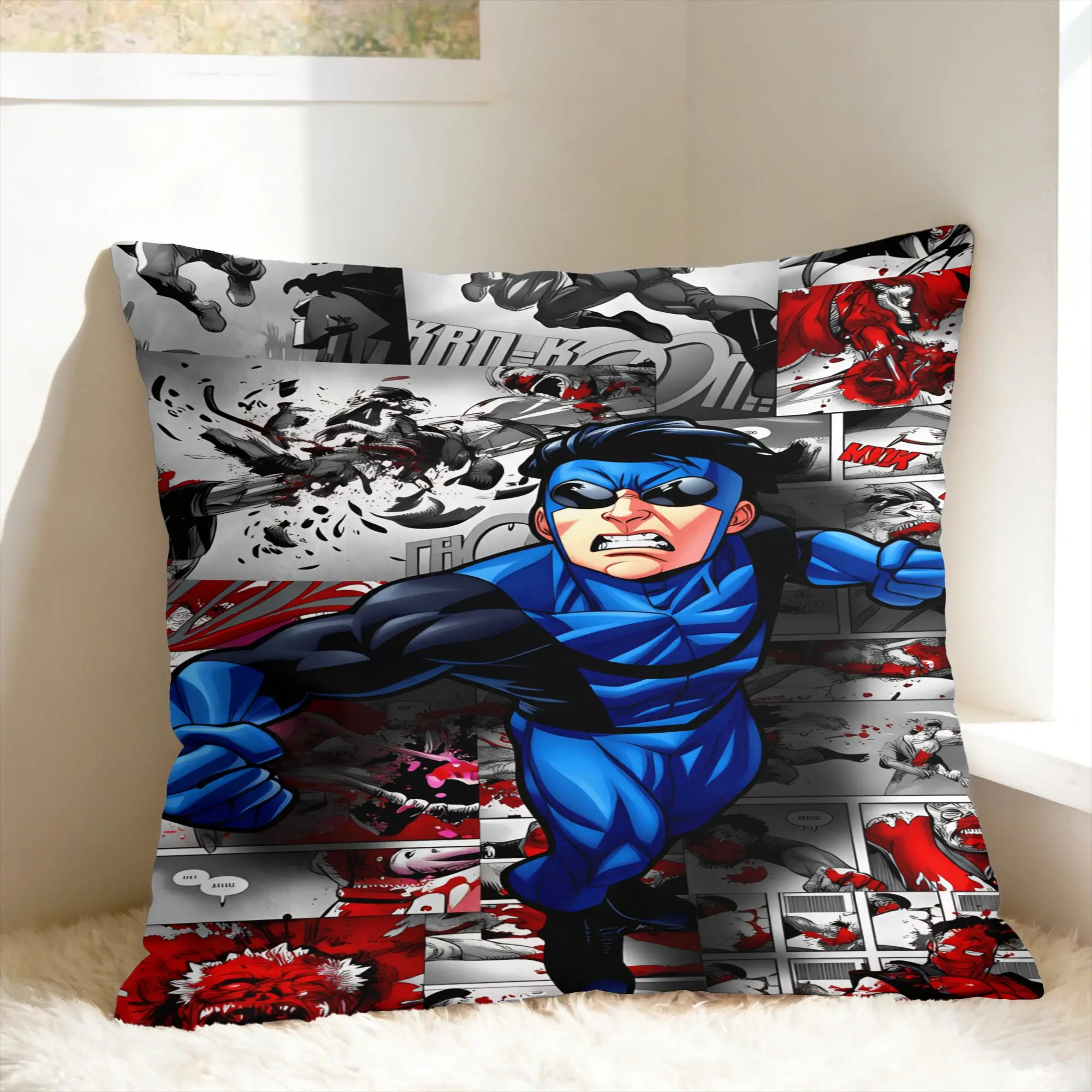 Comic I-Invincible Hero Pillow Case  Print Pillow Cover Cute Funny Pillowcases For Sofa Bedroom Home Decor