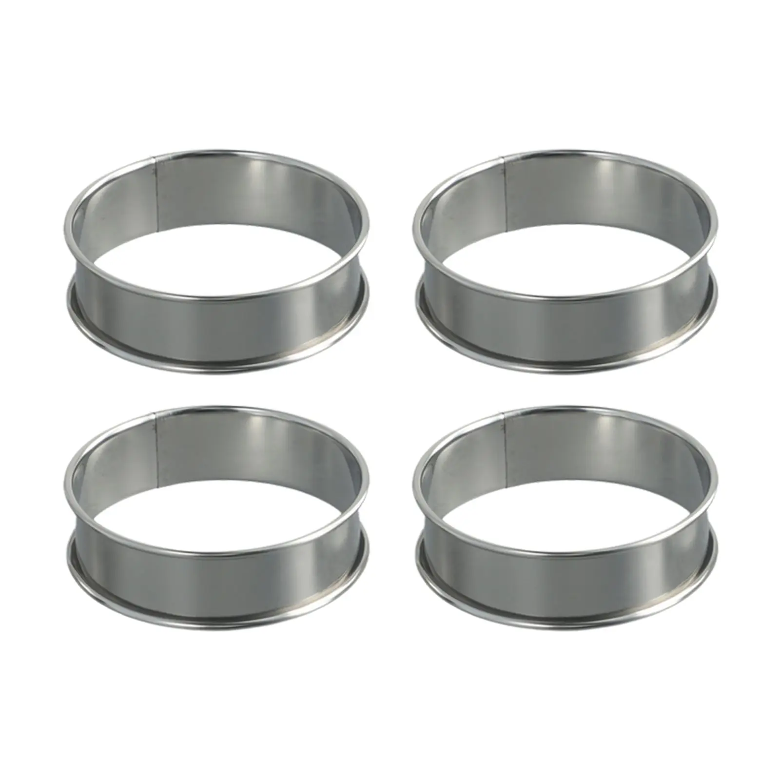 4PCS Stainless Steel Muffin Rings for English Muffins and Rolled Cookie Tarts Double Crumpet Baking Rings with Smooth Edges