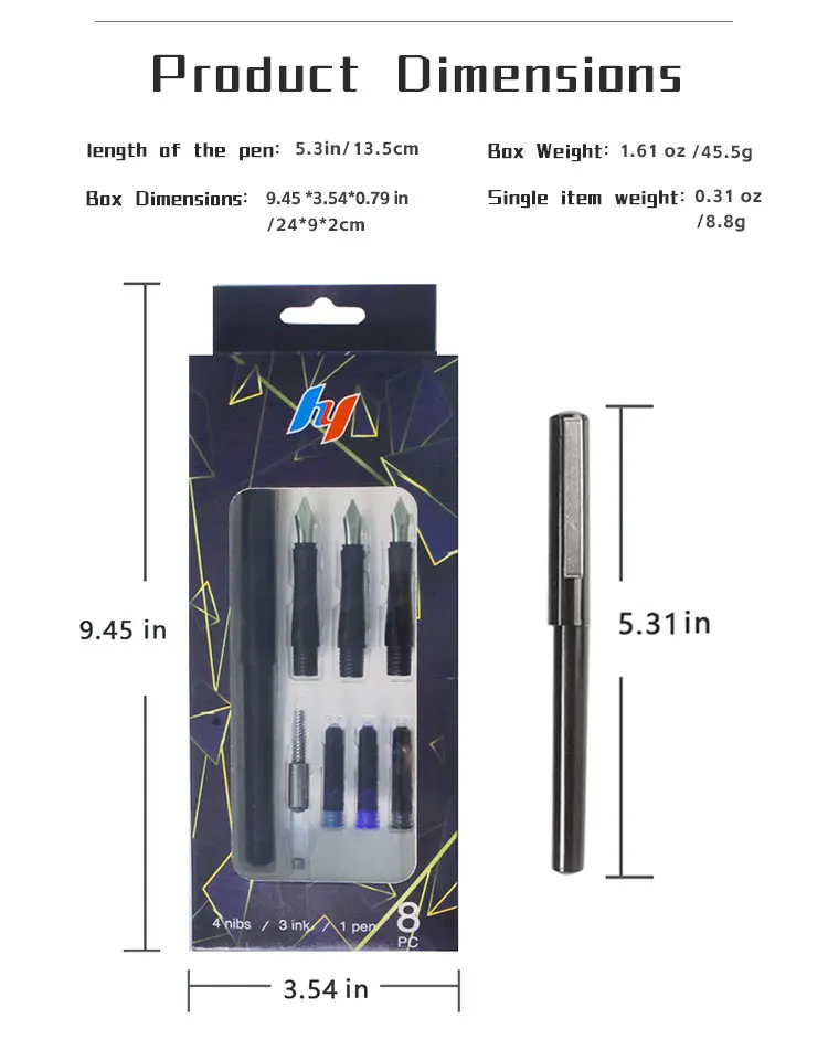Neue 4 Nib Kalligraphie Brunnen Stift Verlängern Halter mit 3Pcs Tinte für Schreiben Kugelschreiber Patrone Geschenk Box Büro Schreibwaren liefert – Detail 1
