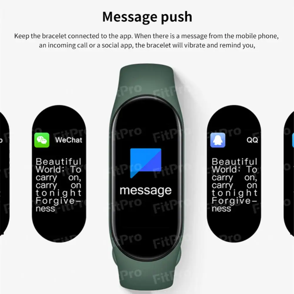 1~5PCS Smart Bracelet Mi Band 7 Large Screen Heart Rate Blood Pressure Blood Oxygen IP67 Waterproof Dynamic Dial For