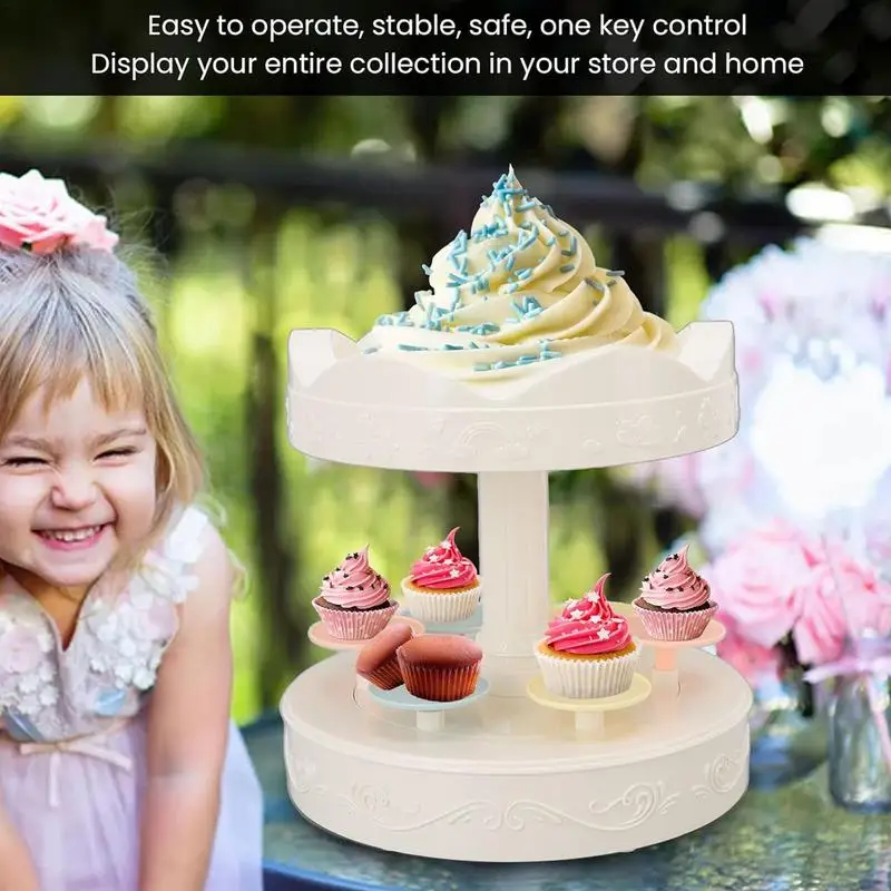 2 Tier Cupcake Display Stand Holder Dessert Turntable Multifunctional Showcase Cupcake Dessert Storage Rack Organizer Decor