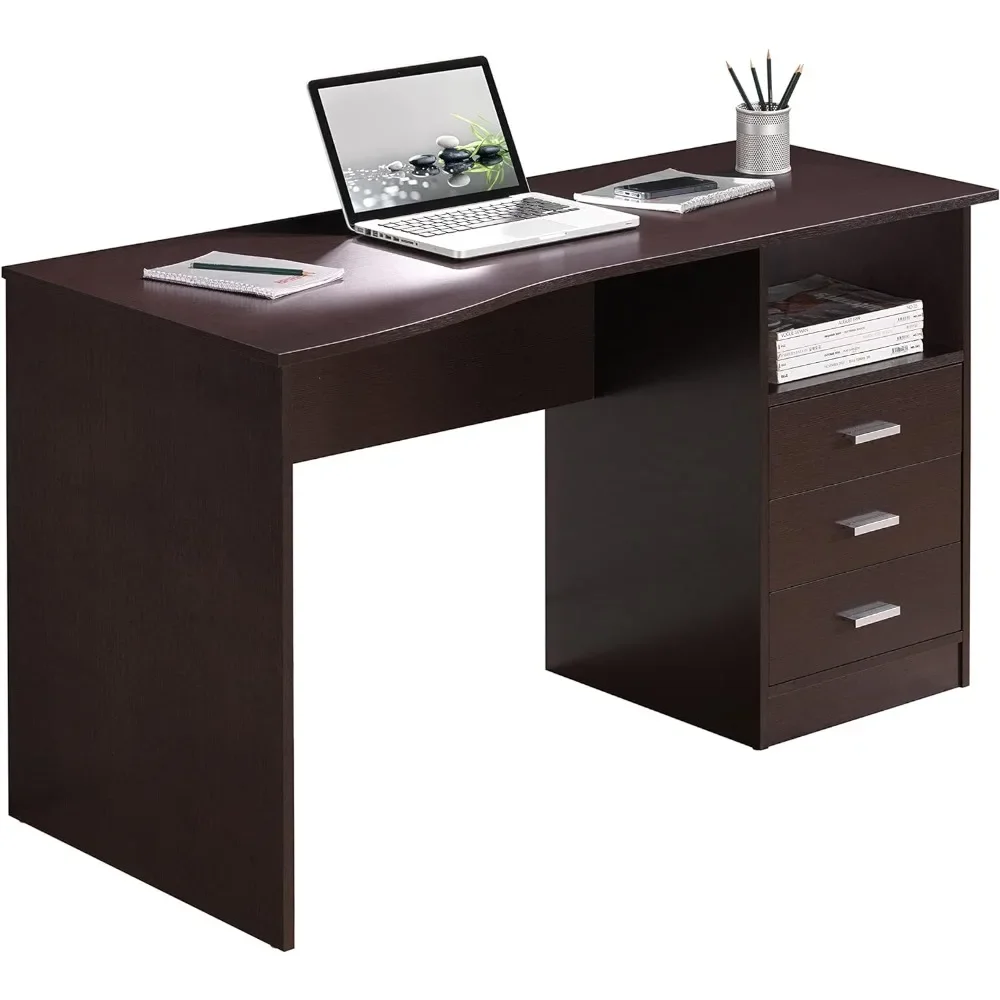 Mesa em pé com 3 gavetas, mesas modernas simples Home Office, mesa escritório