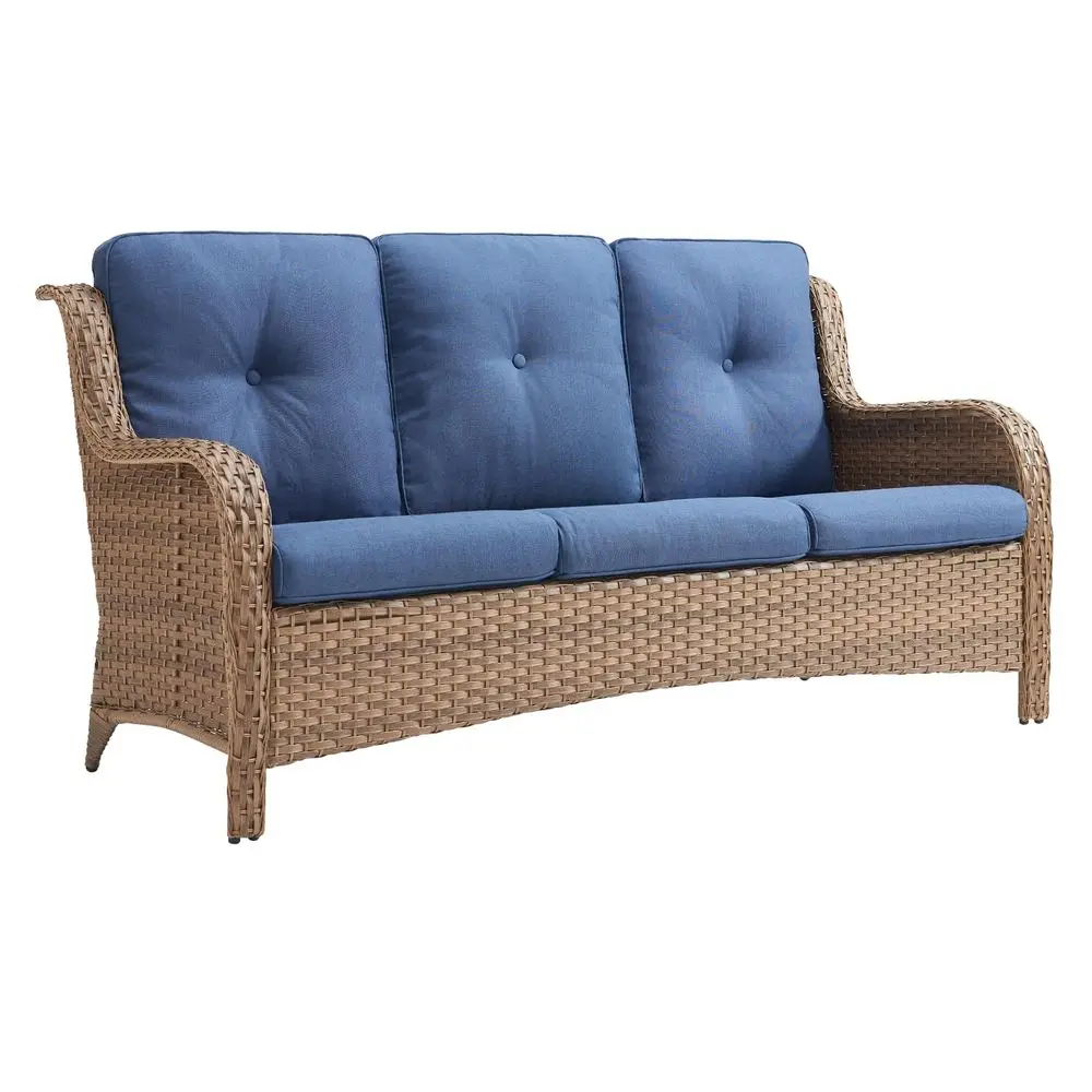 

Outdoor Patio Wicker Sofa, 900Lbs Weight Capacity Large 3 Seater Wicker Patio Couch with 4in Seat Cushions and Deep Seating, Al