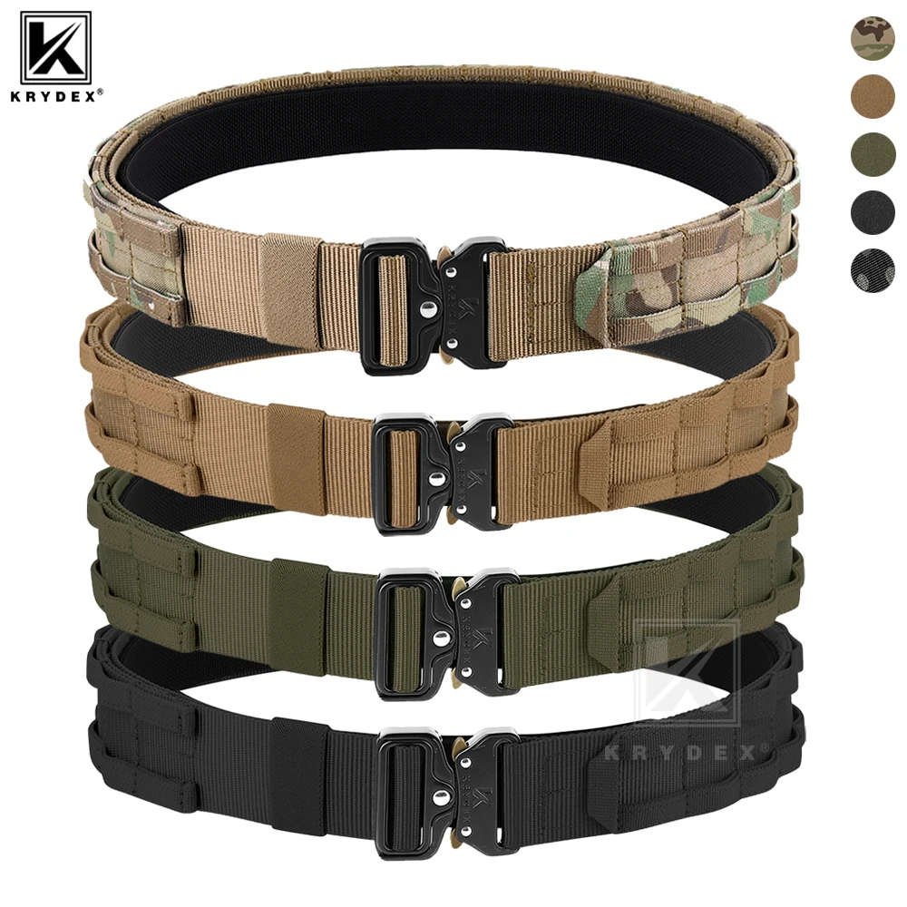 

KRYDEX Тактический 1,75-дюймовый боевой ремень MOLLE, внутренний и внешний охотничий сверхмощный быстросъемный металлический ремень с металлической пряжкой, уличный мужской камуфляжный ремень