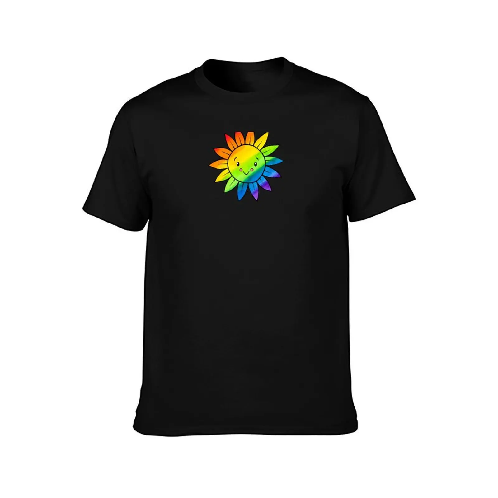 Rainbow Sunflower - Pembina Valley Pride (by Sarah Neville) T-Shirt Basic Simple Casual Short Sleeve Tee T-Shirt
