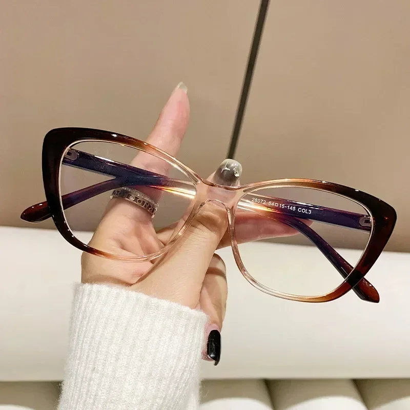 Ladies Cat Eye Finished Presbyopia Glasses Vintage Square Frame Computer Eye Protection Eyewear Prescription Hyperopia Glasses