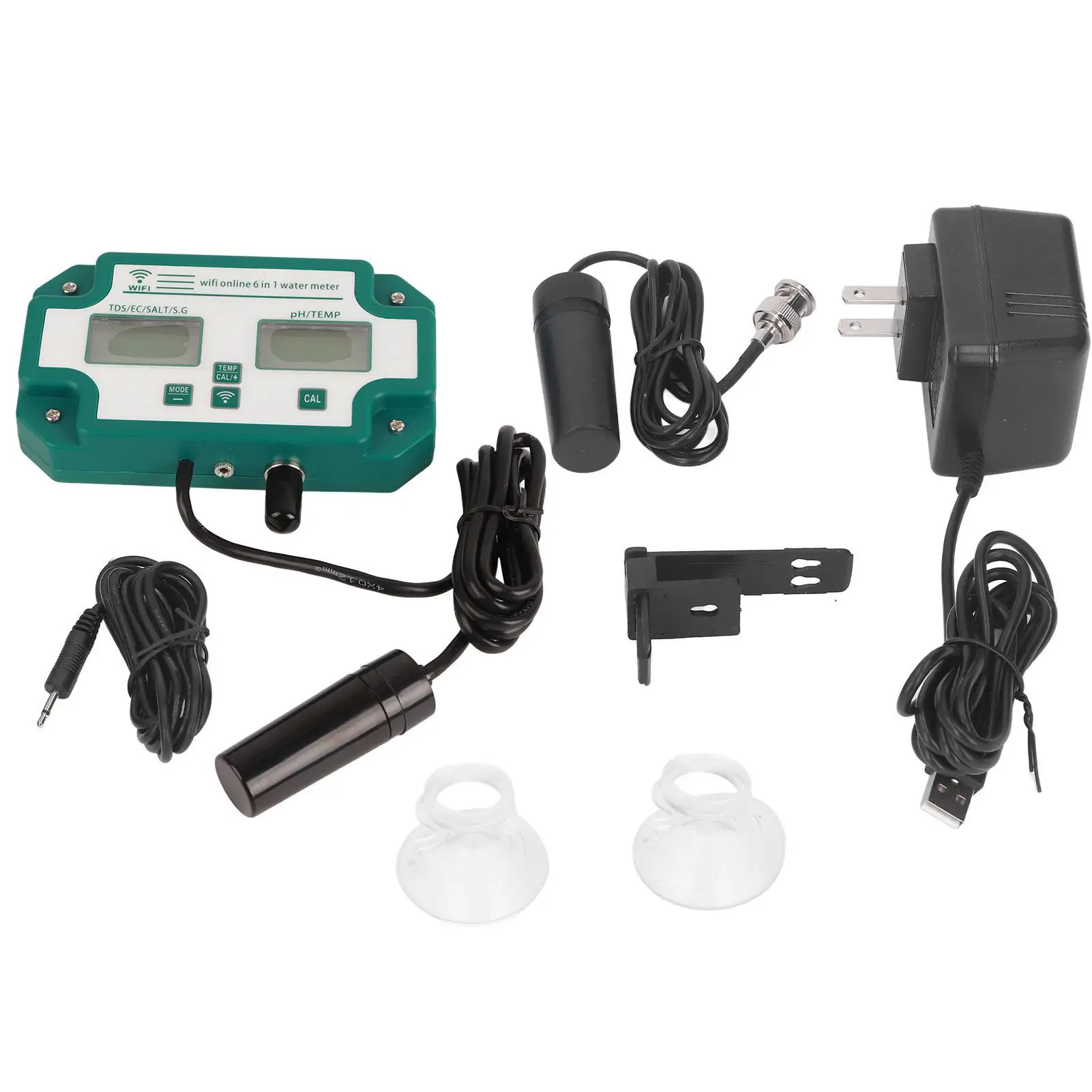 

High Precision 6-in-1 Water Quality Meter pH TDS EC SG Salt Temperature Tester with WiFi Connection for Aquariums Pools