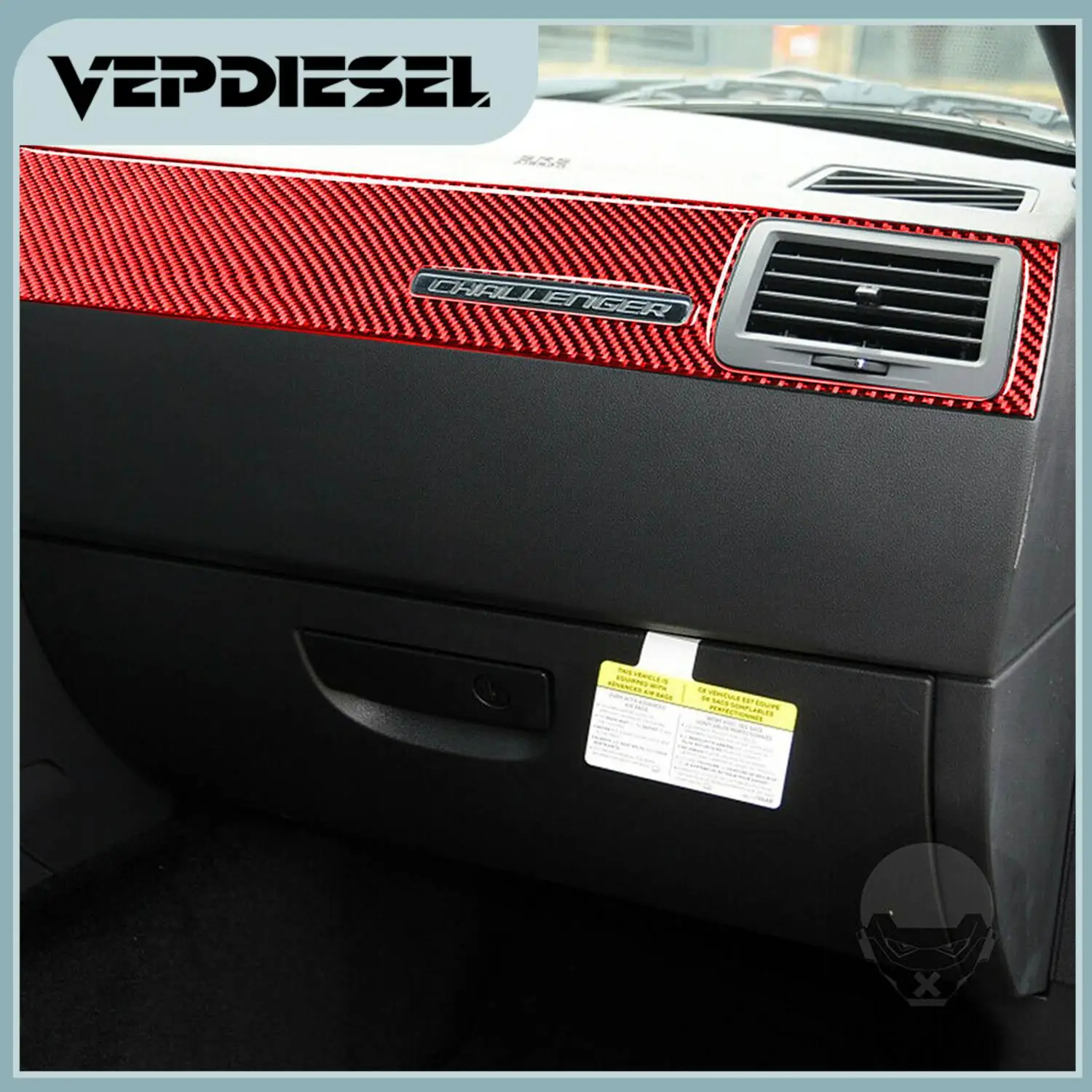 

Red Carbon Fiber Copilot Dashboard Panel Cover Trim For 2008-2014 Dodge Challenger Car Replacement Parts Cover Trim Accessories