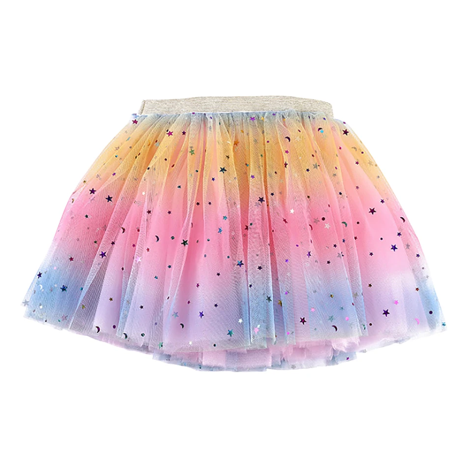 Fashionable Comfortable Kids Tulle Ball Skirts Sparkling Rainbow and Star Pageants Recitals and Special Events Girls Skirts