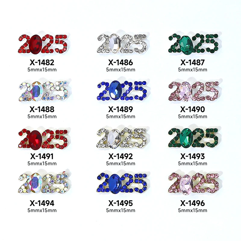 1PC DIY ตกแต่งเล็บความงาม Rhinestone MINI 2025 Charms ตกแต่งอัญมณีจํานวนคริสตัล