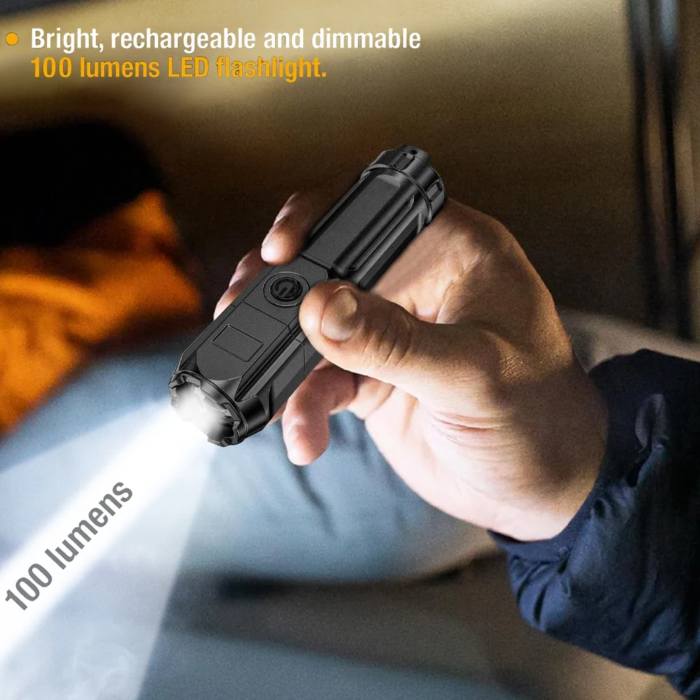 Flashlight Portable ABS USB Rechargeable Multifunctional Torch Outdoor Camping Fishing Hidin Dog Walking Emergency Lighting ﻿