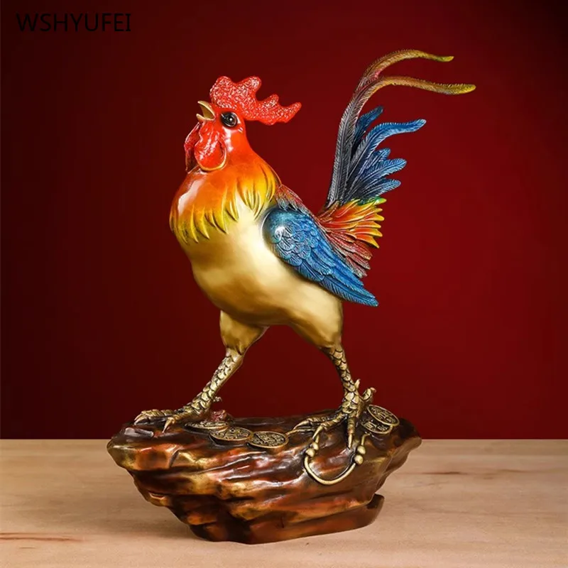 

1PCS Metal Golden Rooster Decoration Home Living Room Office Rooster Lucky Crafts metal figurine