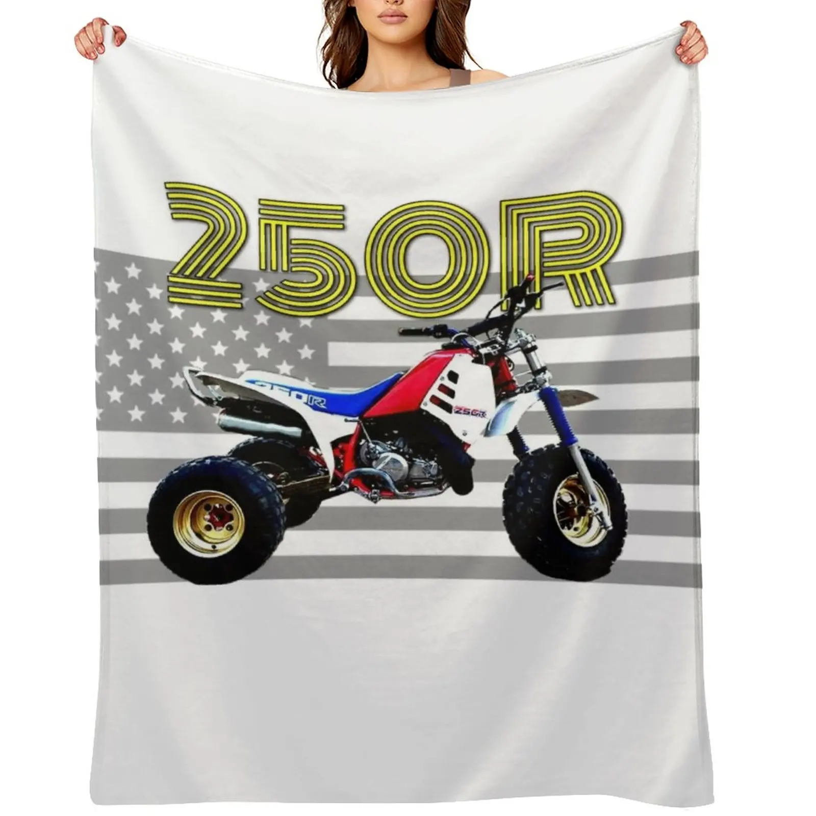 

250r ATV ATC Vintage Retro Three Wheeler American Flag Throw Blanket Hairy Large Luxury anime Blankets