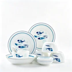 16pcs set, fine bone china dinner plate sets, fish design, porcelain dinner sets bowl set, ceramic servies set, table service,
