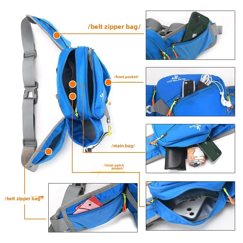 Nylon Waist Pack for Hiking Marathon Trail Running Outdoor Sports Water Bottle Holder Adjustable Lightweight Belt Bag